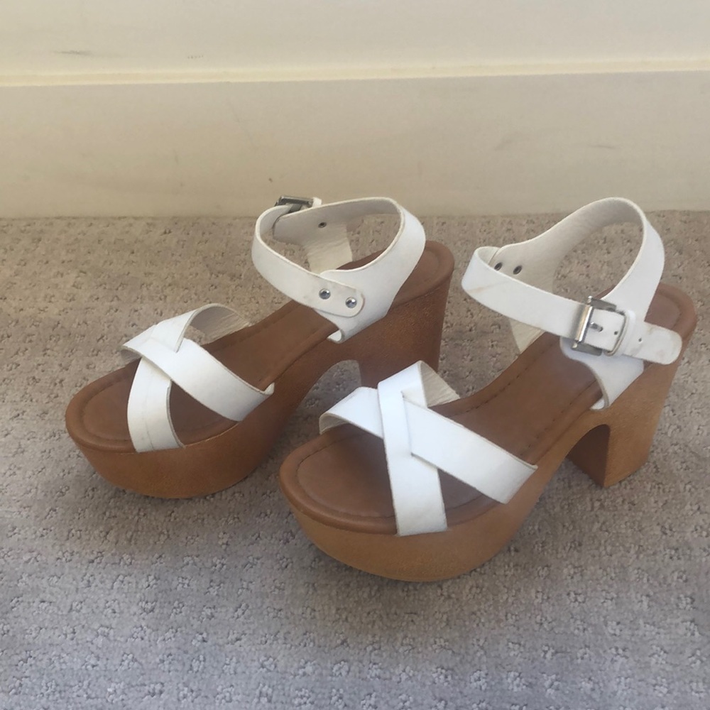 White Chunky Heel Sandal